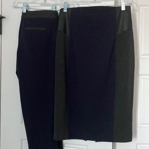 Express Navy/Charcoal/Leather Colorblock Dress Pants & Pencil Skirt 2/2L